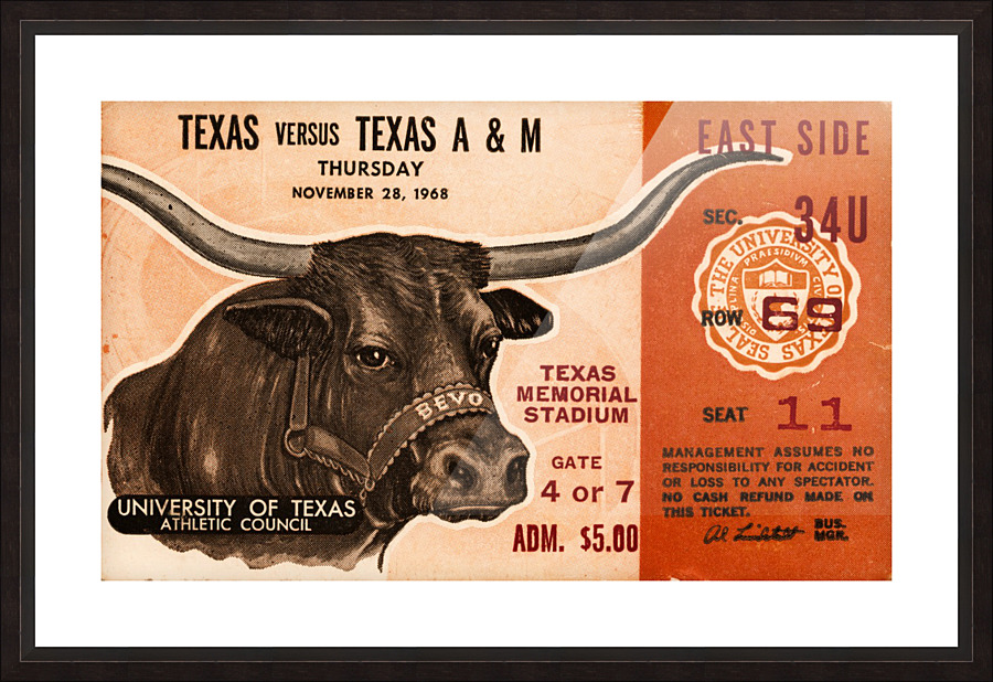 1968 Texas vs. Texas A&M Picture Frame print