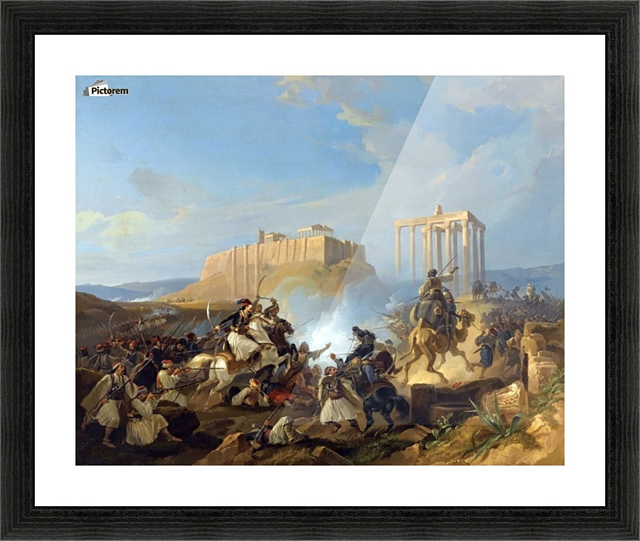 Battle scene from the Greek War of Independence Picture Frame print