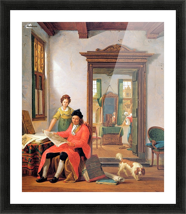 Contemplation of a drawing Picture Frame print