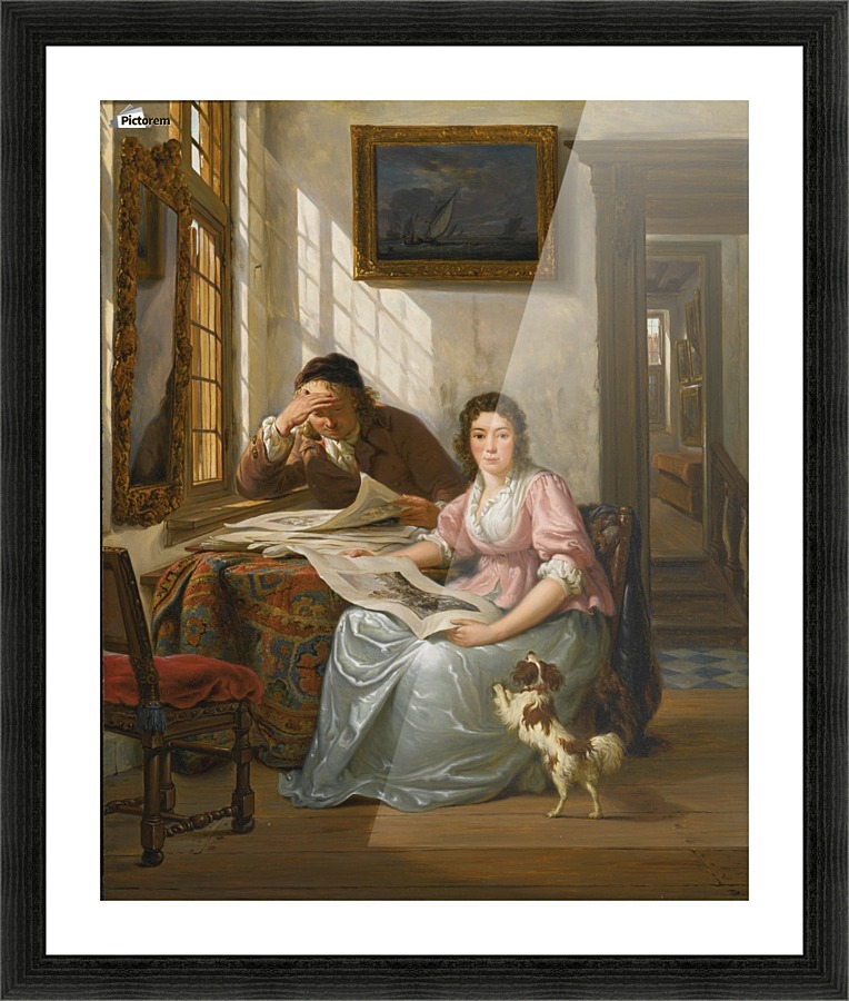 Interior with a collector and his wife Picture Frame print