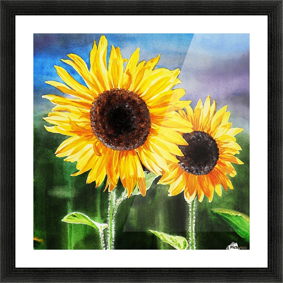 Two Suns Two Sunflowers by Irina Sztukowski Wall Art