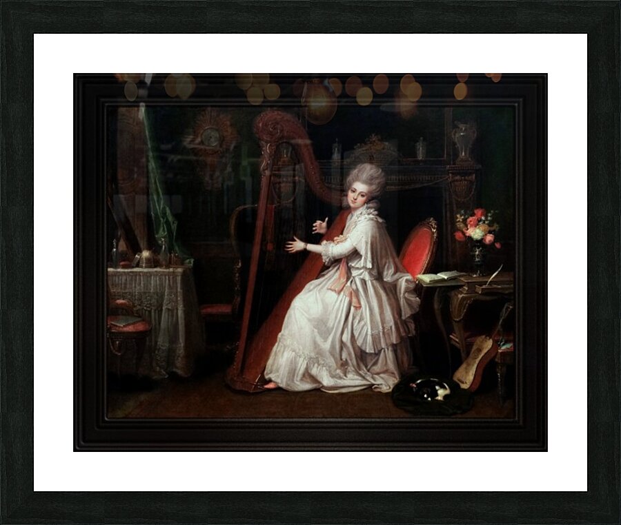A Lady Playing on the Harp by Richard Cosway Old Masters Classical Art Reproduction Picture Frame print