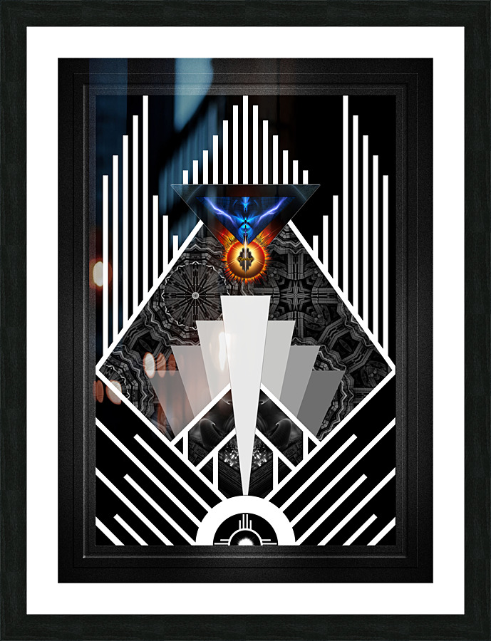 Wings Of Lightning Deco Mech Flare Fractal Abstract Art by Xzendor7 Picture Frame print