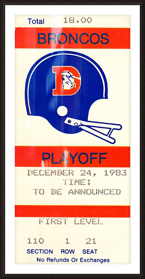 1983 Denver Broncos Ticket Art Picture Frame print