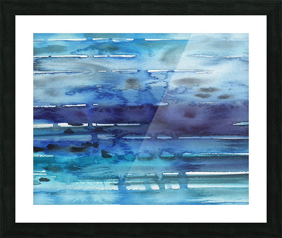 Abstract Blue Seascape Waves And Reflections  Framed Print Print