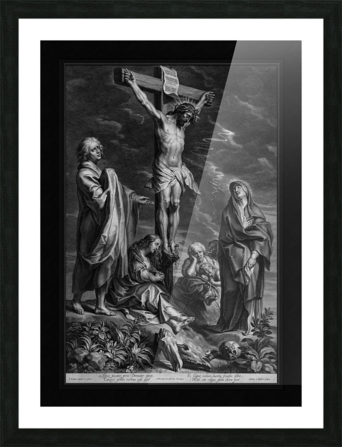 Christ on the Cross with Mary and Johannes by Engraver Schelte Adamsz Bolswert Old Masters Classical Fine Art Reproduction Picture Frame print
