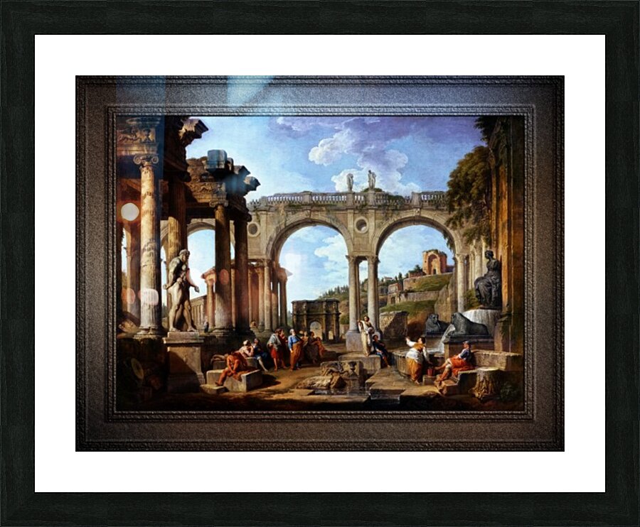 A Capriccio Of Roman Ruins and the Arch of Constantine by Giovanni Paolo Pannini Old Masters Classical Art Reproduction Picture Frame print