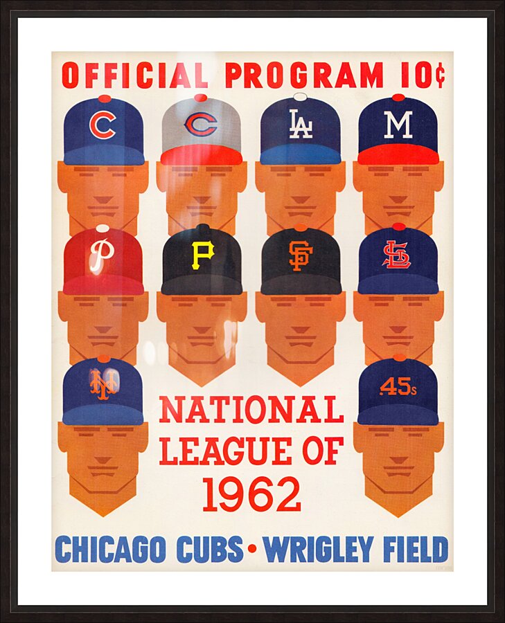 1962 Chicago Cubs Program Wall Art Picture Frame print