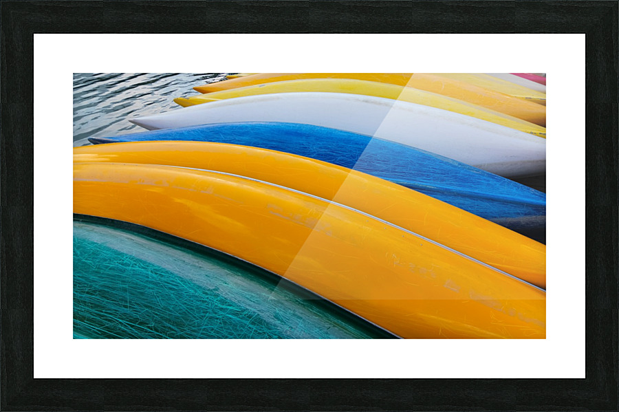 Canoes at Moraine Lake Canada Picture Frame print