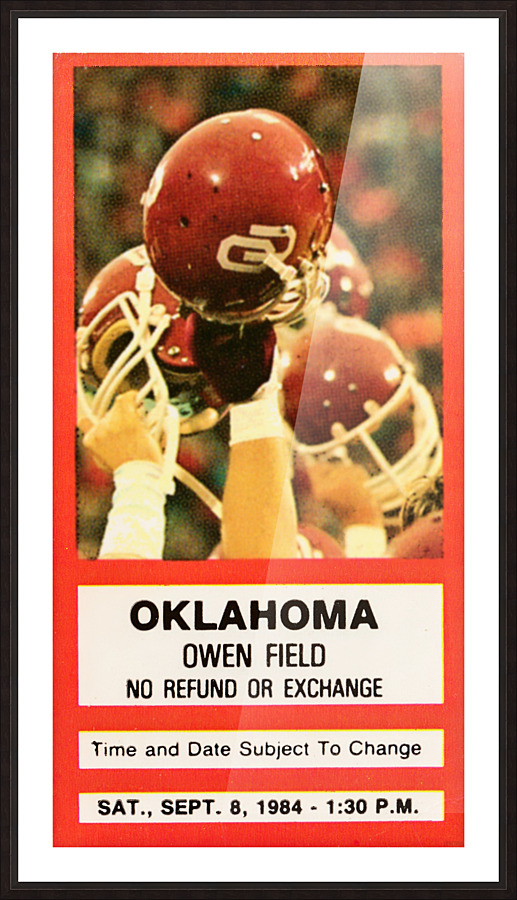 1984 Oklahoma Sooners Football Ticket Wall Art Picture Frame print