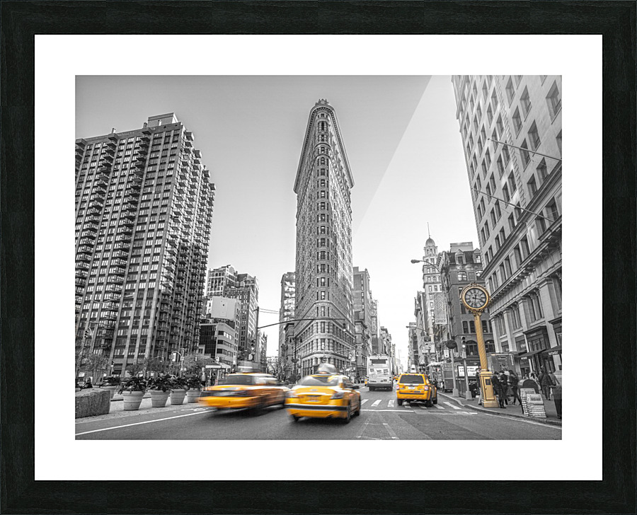 Yellow Taxis,  Flatiron Building, Manhattan, New York Picture Frame print
