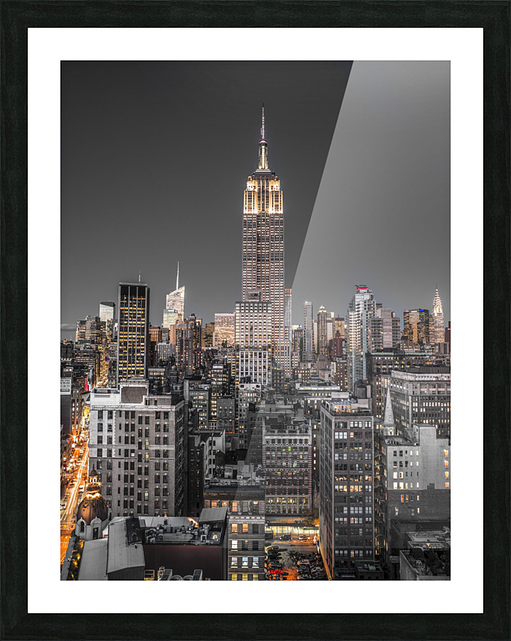 Empire State Building with New York City Manhattan skyline with skyscrapers Picture Frame print