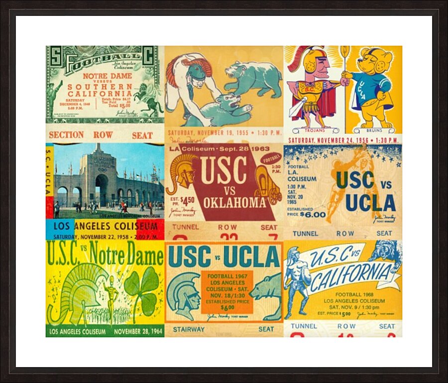 USC Trojans Football Ticket Stub Collage Picture Frame print