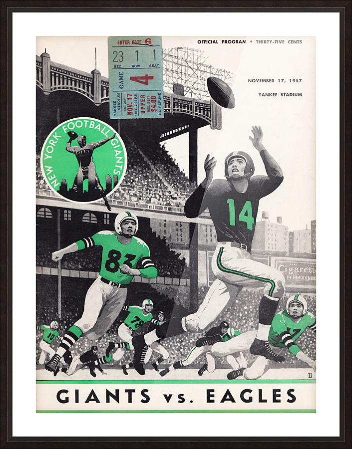 1957 New York Giants vs. Eagles Program  Picture Frame print