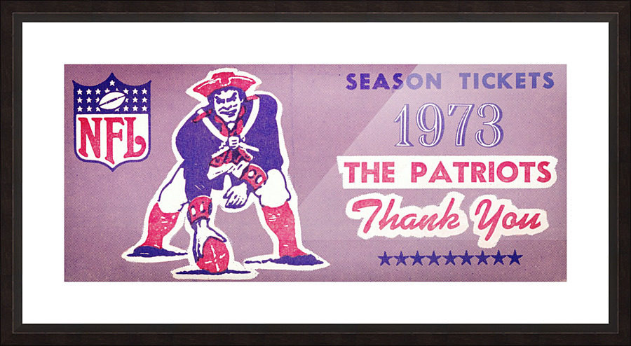 1973 New England Patriots Season Ticket Art Picture Frame print