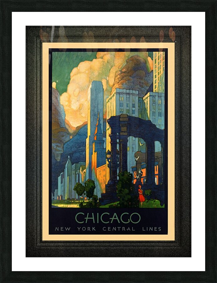 Art Deco Chicago Vintage Travel Poster Picture Frame print