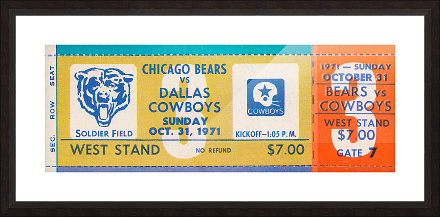 1971 Chicago Bears vs. Dallas Cowboys Ticket Art Picture Frame print