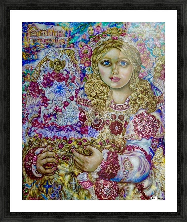 Yumi Sugai. An angel of Christmas of the Christmas cake. Picture Frame print