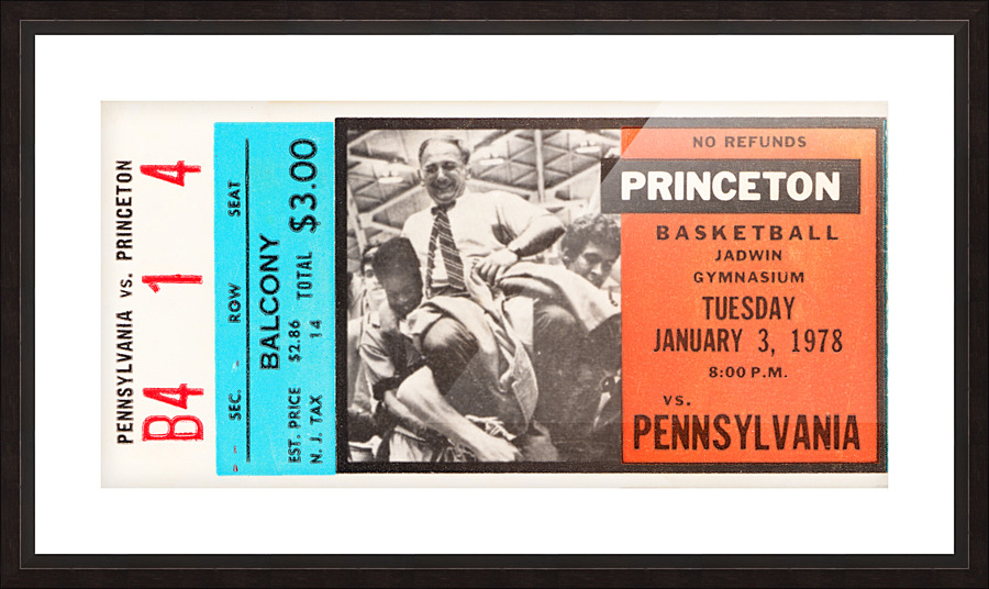1978 Princeton Basketball Pete Carril Ticket Art Picture Frame print
