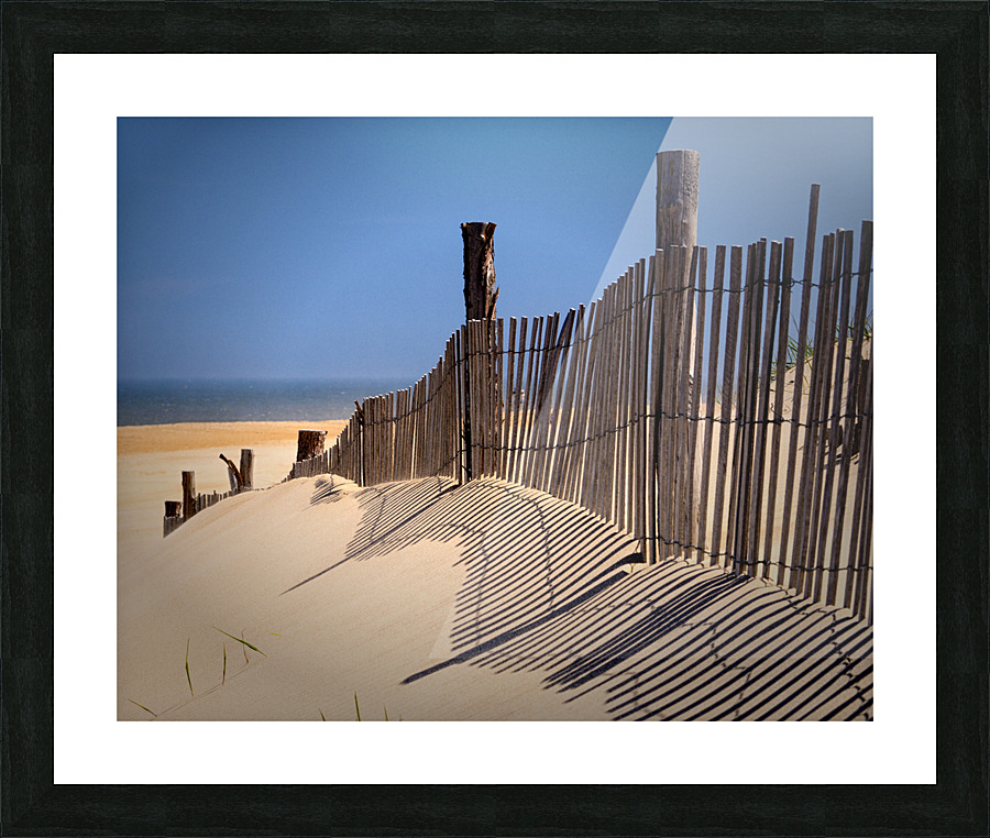 Fenwick Dune Fence and Shadows Picture Frame print
