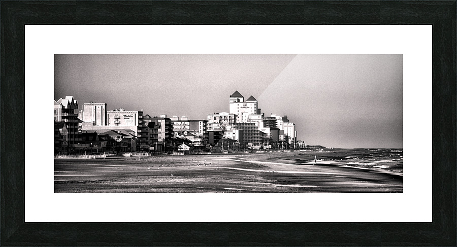 Ocean City Vacant Beach in Black and White Picture Frame print