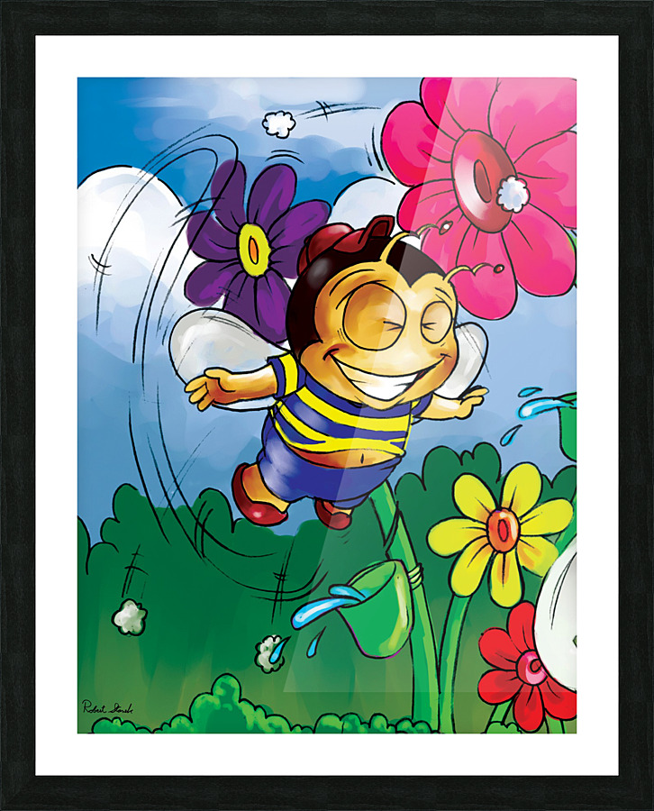 Happiness - Flower Power Buster Bee Picture Frame print
