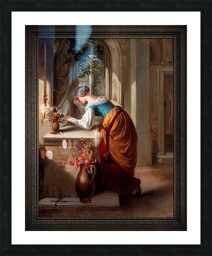 Gretchen vor der Statue der Heiligen Maria by Adam Vogler Classical Art Old Masters Reproduction Picture Frame print