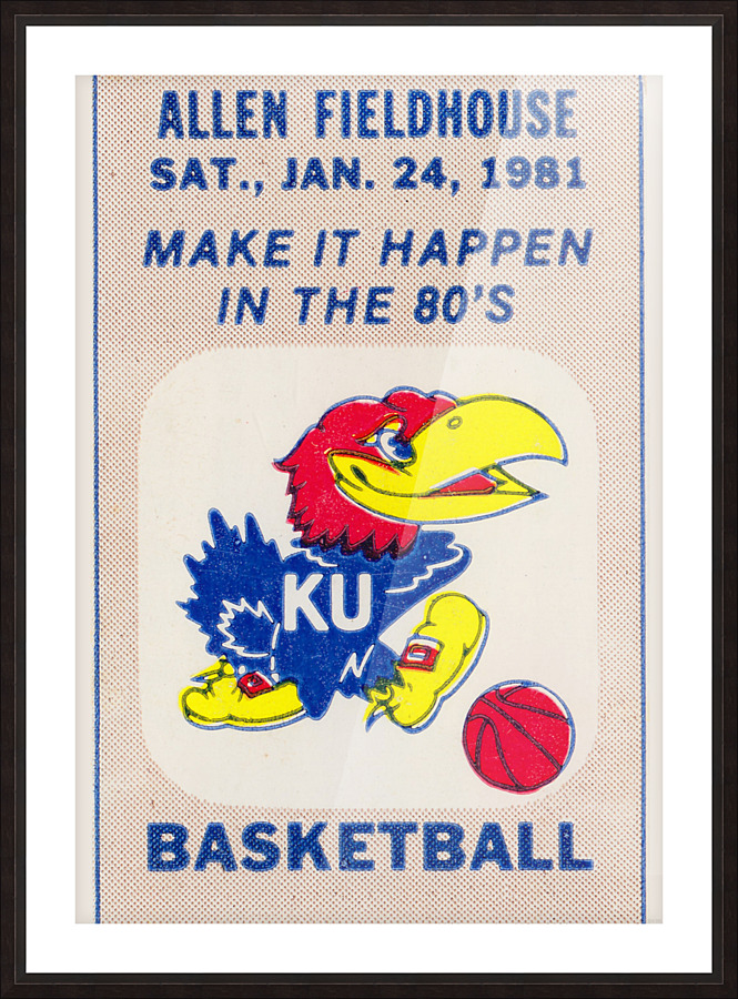 1981 Kansas Jayhawks Basketball Ticket Art Picture Frame print