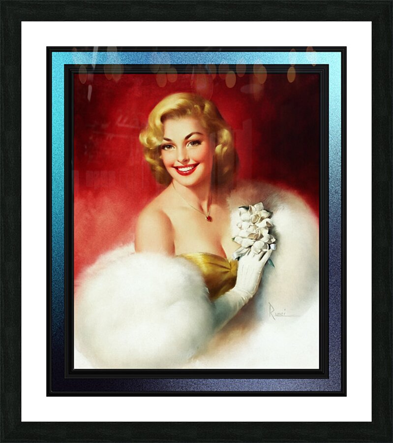 Golden Girl by Edward Runci Pin-Up Girl Vintage Art Picture Frame print