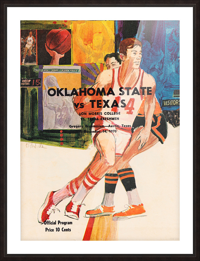 1970 Texas vs. Oklahoma State Basketball Poster Picture Frame print