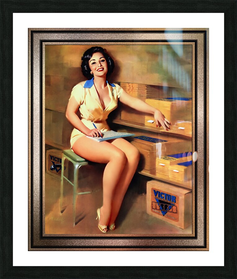 Victor Gaskets Pin-up Girl by Bill Medcalf Pin-Up Girl Vintage Artwork Picture Frame print