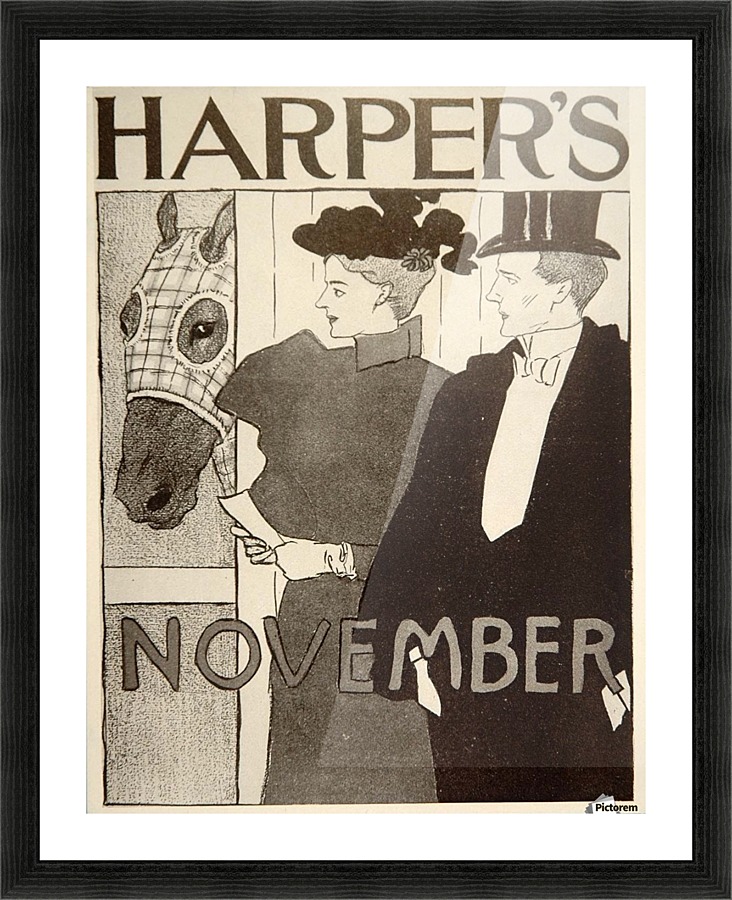 Harpers Horse Stall Edward Penfield Mini Poster Picture Frame print
