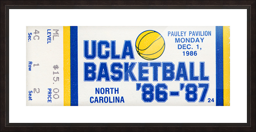 1986 UCLA vs. North Carolina Basketball Ticket Canvas Picture Frame print