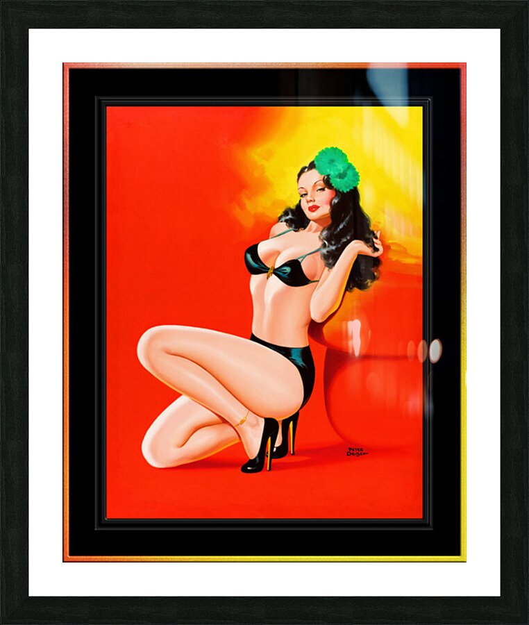 Too Hot To Touch by Peter Driben Pin-Up Girl Vintage Art Picture Frame print