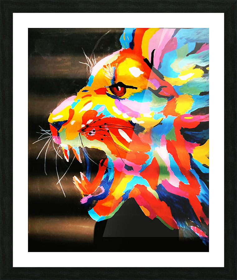 Colorful Lion Head Illustration  Picture Frame print