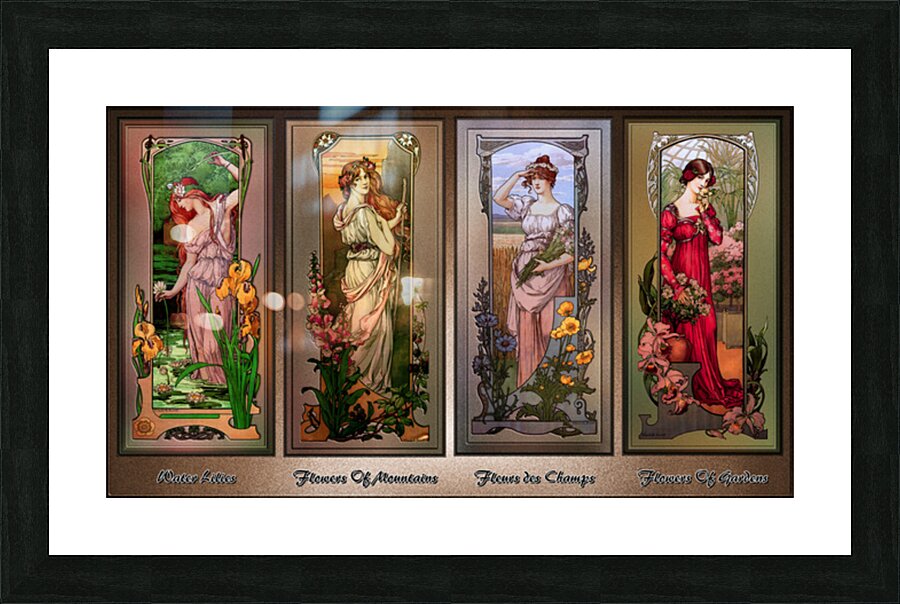 Art Nouveau Flower Series by Elisabeth Sonrel Vintage Artwork Picture Frame print