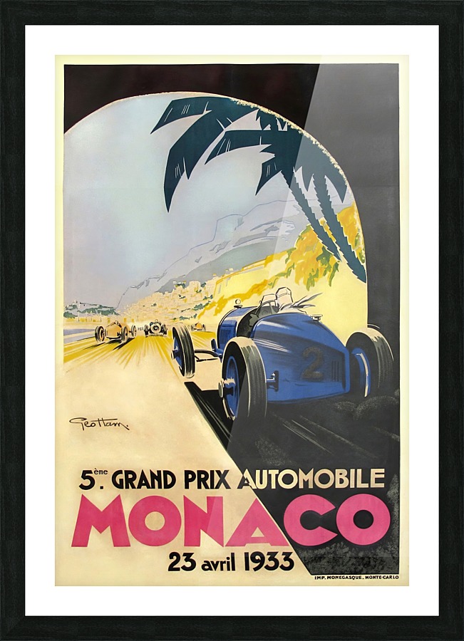Monaco 1933 Grand Prix Automobile Road Racing Poster 24x36
