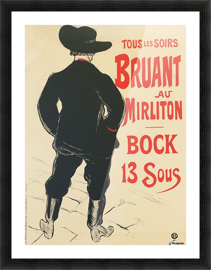 Bruant au Mirliton, Henri de Toulouse-Lautrec black boots Picture Frame print