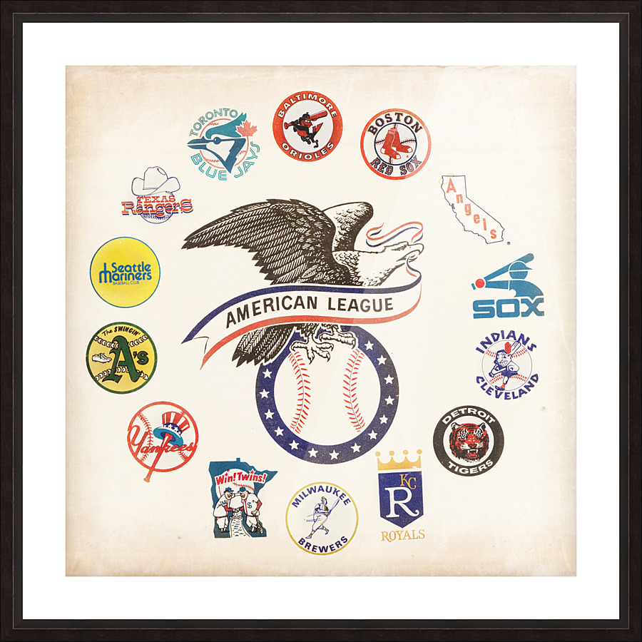 Vintage Seventies American League Teams Art Picture Frame print