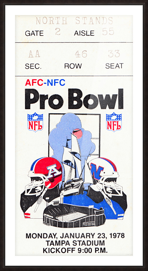 1978 NFL Pro Bowl Ticket Stub Canvas Picture Frame print
