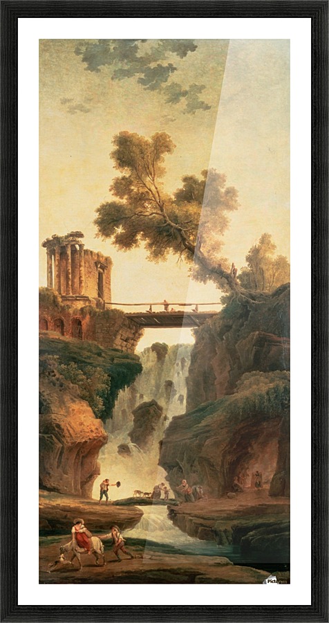 Landscape with a Waterfall and figures Picture Frame print