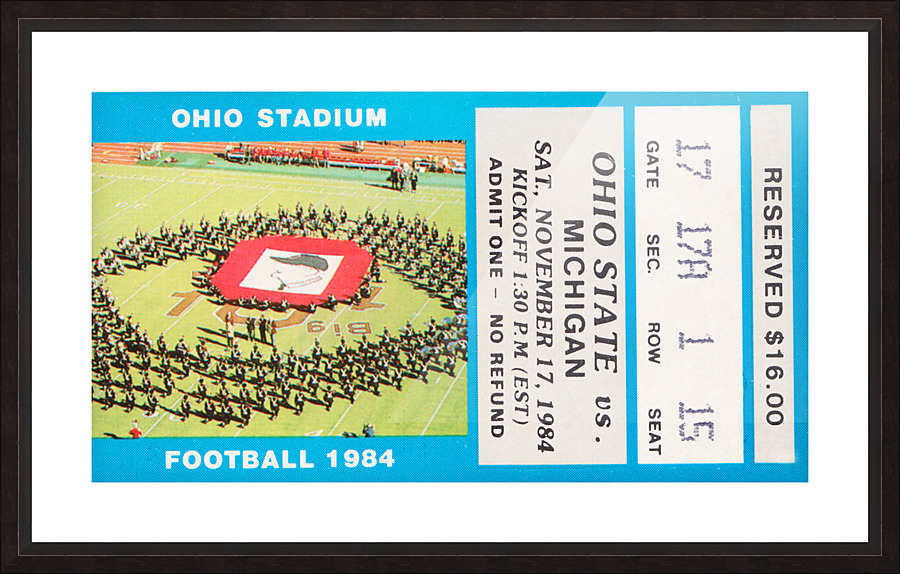 1984 Ohio State Buckeyes vs. Michigan Wolverines Football Ticket Canvas Picture Frame print