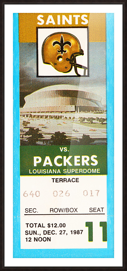 1987 New Orleans Saints vs. Packers Ticket Canvas Picture Frame print