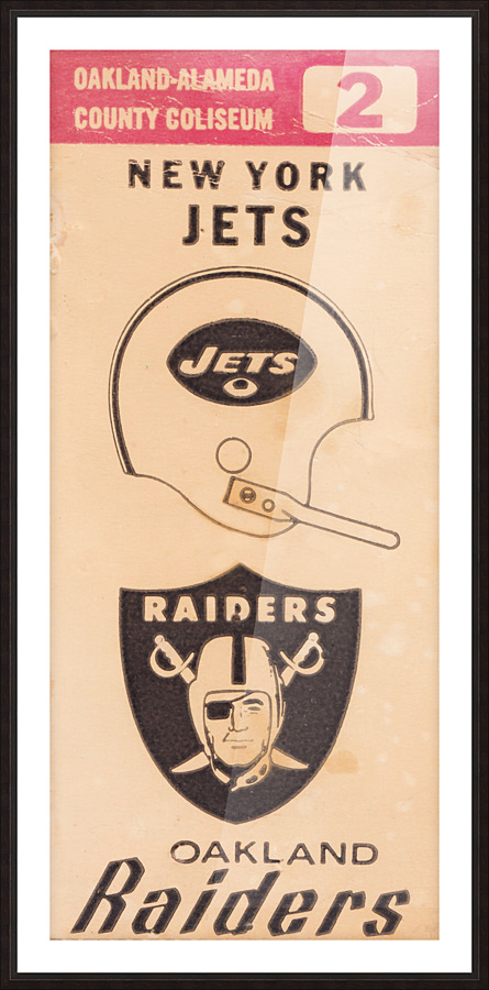 1971 Oakland Raiders vs. New York Jets Ticket Stub Art Picture Frame print