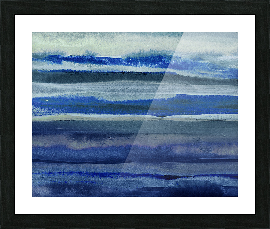 Ocean And Sea Beach Coastal Art Organic Watercolor Abstract Lines III  Framed Print Print