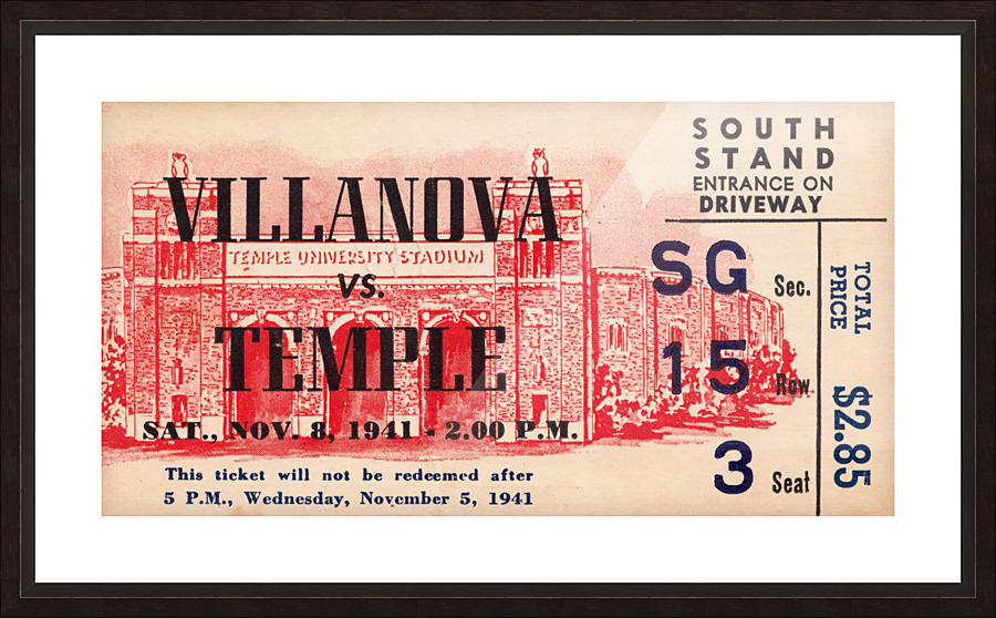 1941 Temple Owls vs. Villanova Wildcats Picture Frame print