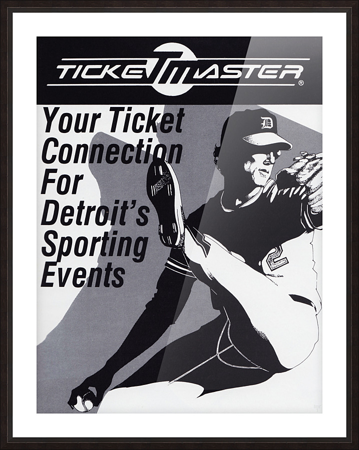 Retro Eighties Ticketmaster Detroit Tigers Ad Picture Frame print