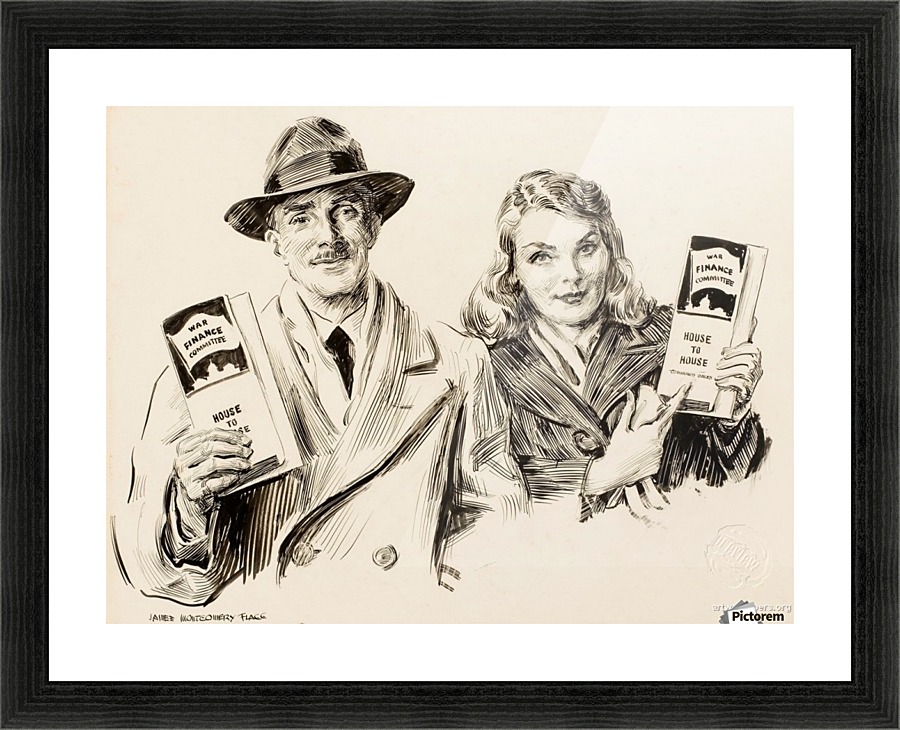 War Finance Comittee House to House Picture Frame print