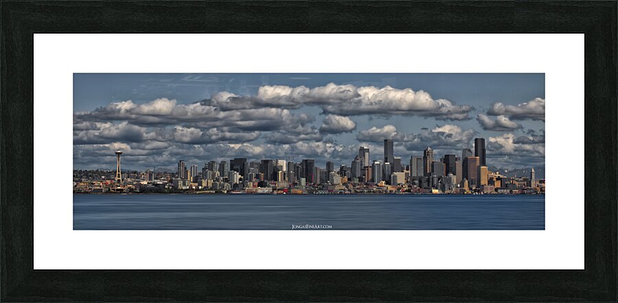 Elemerald Blue - Seattle Skyline Panorama Art  Framed Print Print
