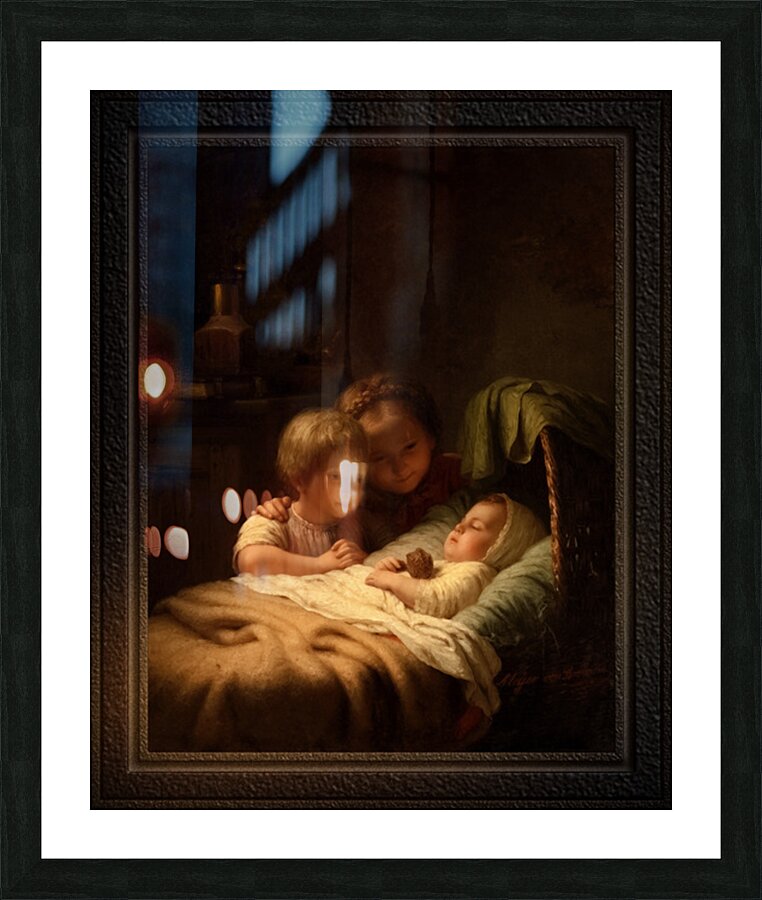 Het Jongste Broertje by Johann Georg Meyer Classical Fine Art Xzendor7 Old Masters Reproductions Picture Frame print